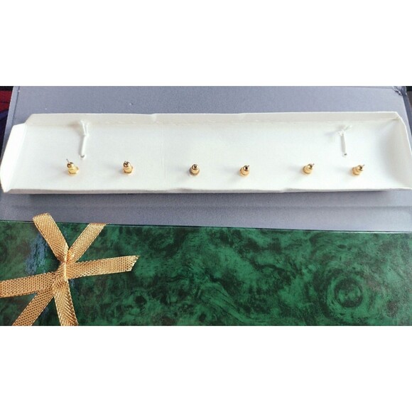 Earrings 3 Pairs Gold Tone Genuine Stones Gift Box Birthstone Garnet Pearl Onyx - Picture 12 of 14